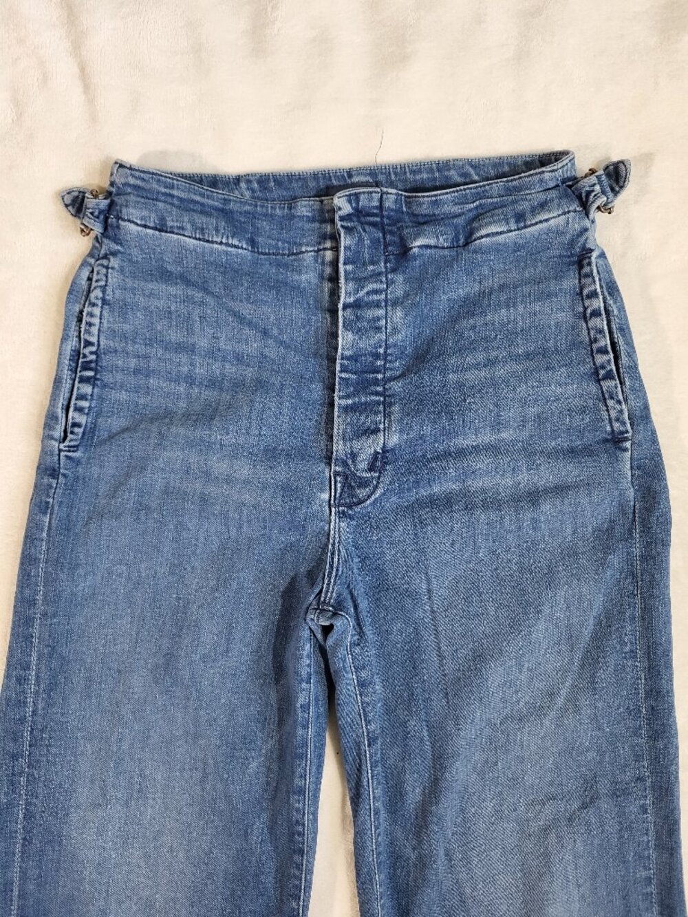 Mother The Cinch Greaser Ankle Jeans in Sorry I'm Staring Wide Leg Boho Coastal - Picture 2 of 14